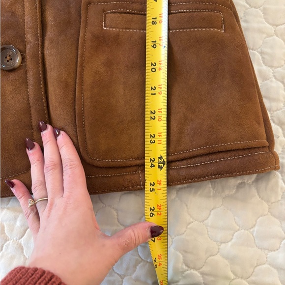 Sonoma Goods For Life Women’s Brown Suede Faux Fur Button Up Jacket Size L - Picture 5 of 6